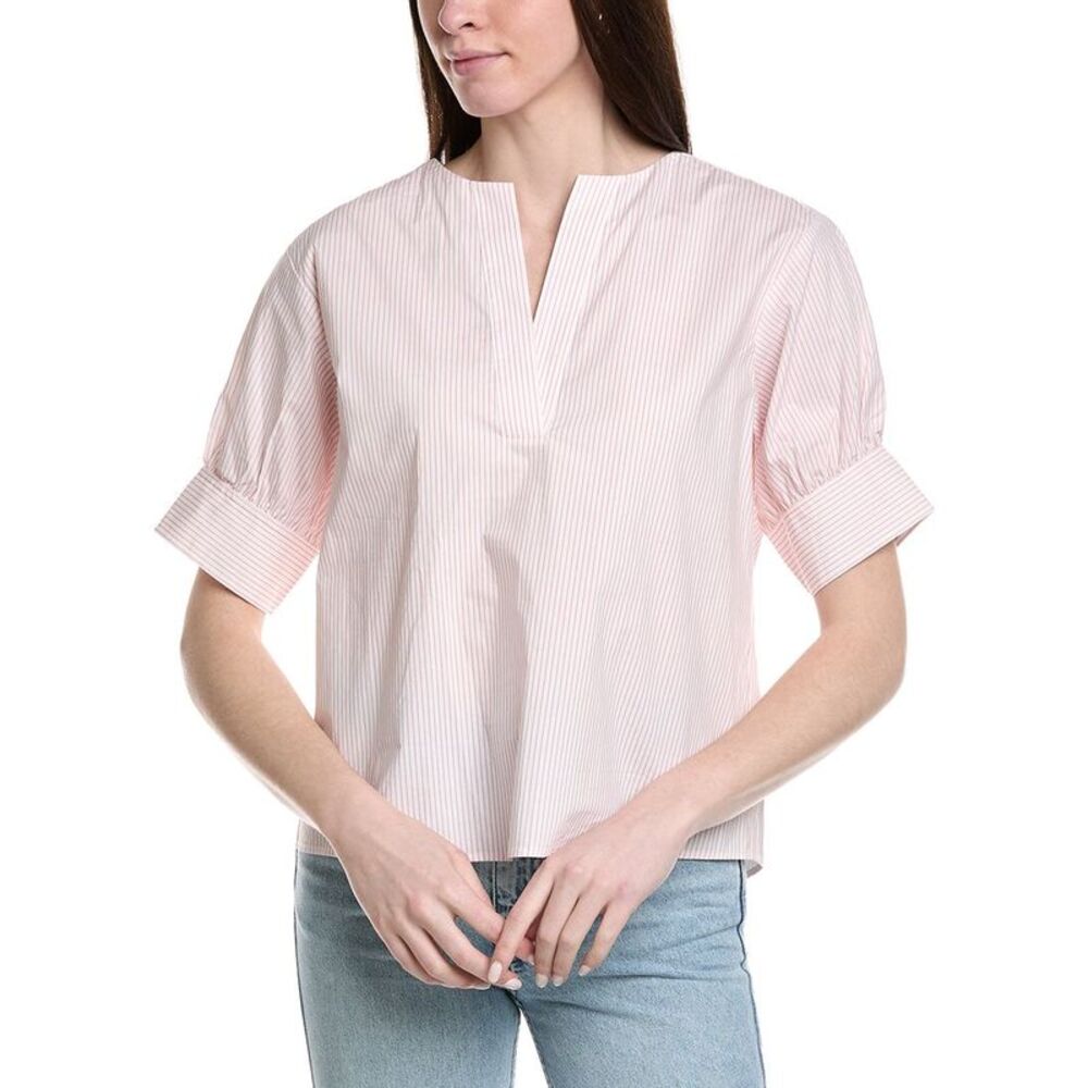 Frame Denim Womens  The V-Neck Popover Top, Pink